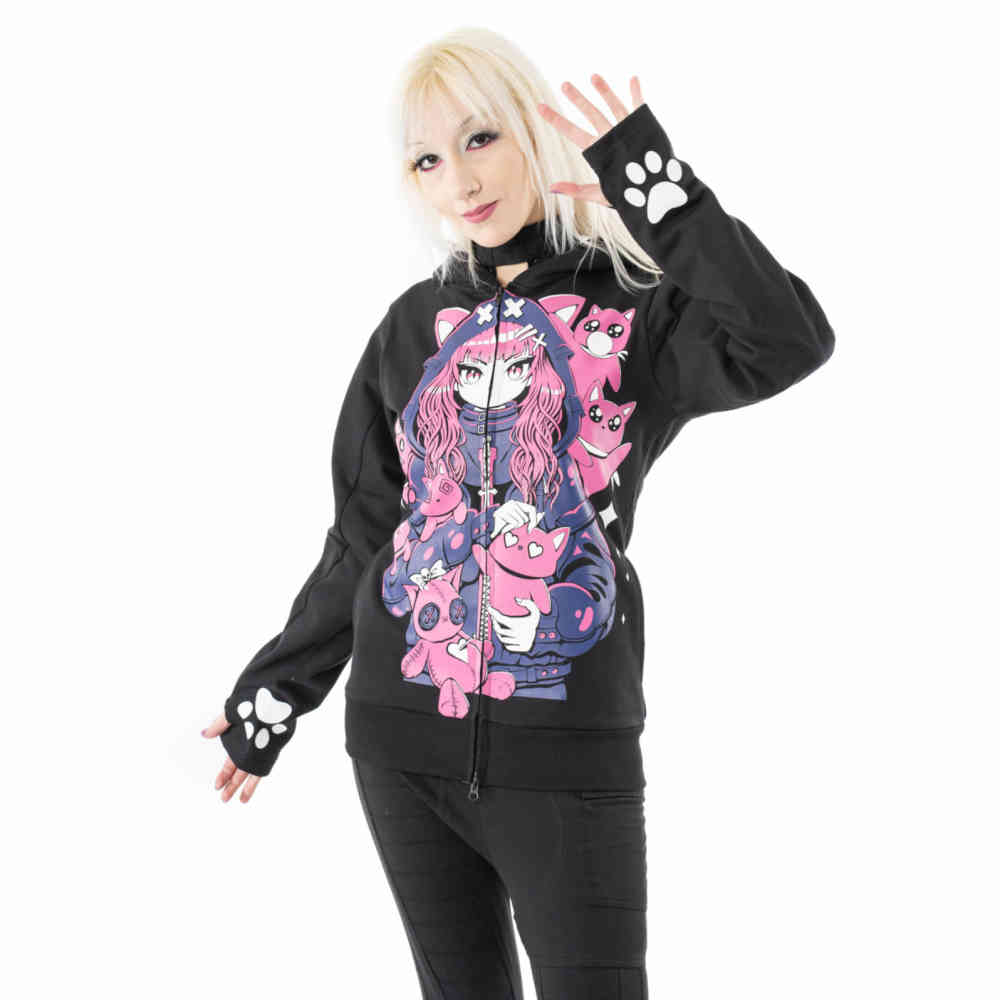 Cupcake Cult - Kitty Mayhem Zip hoodie - Black